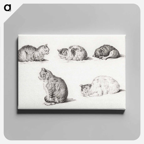 アートパネル-Five studies of Cats - ジャン ベルナール Canvas.