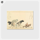 アートポストカード-Double page from a illustrated book - 喜多川 歌麿 Postcard.