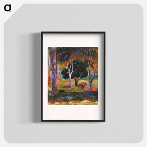 アートポスター-Landscape with a Pig and a Horse - ポール ゴーギャン Poster.