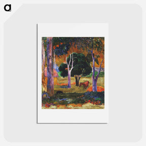 アートポストカード-Landscape with a Pig and a Horse - ポール ゴーギャン Postcard.