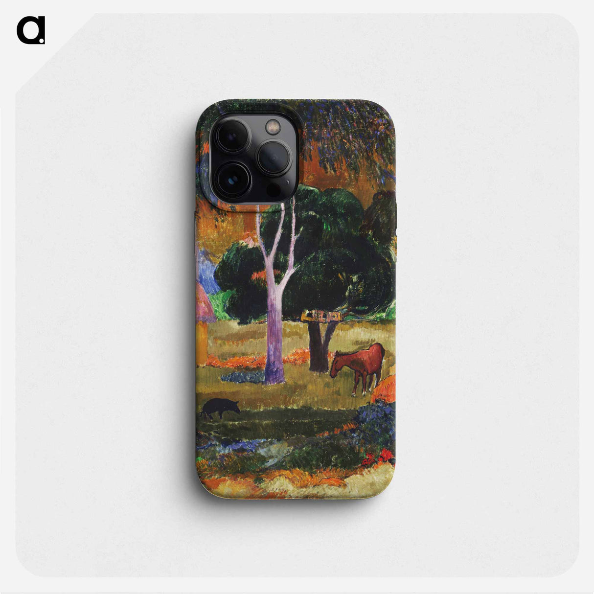 Landscape with a Pig and a Horse - ポール ゴーギャン Phone Case.