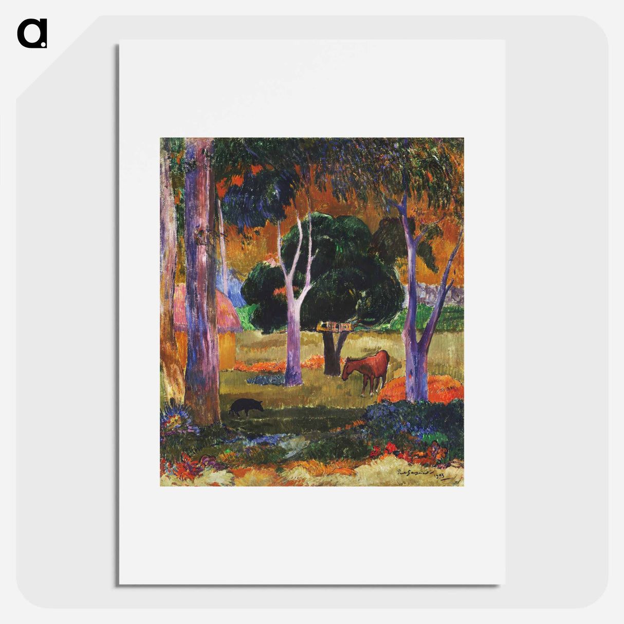 Landscape with a Pig and a Horse - Paul Gauguin Poster.