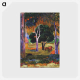 アートポストカード-Landscape with a Pig and a Horse - ポール ゴーギャン Postcard.