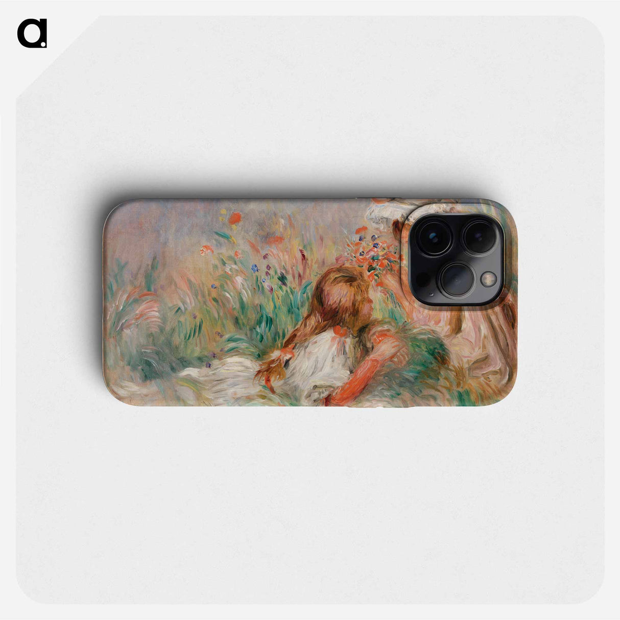 Girls in the Grass Arranging a Bouquet - Pierre Auguste Renoir Phone Case.