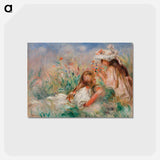 アートポストカード-Girls in the Grass Arranging a Bouquet - ピエール オーギュスト ルノワール Postcard.