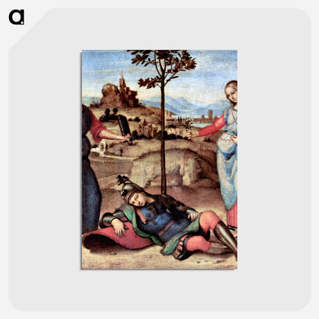 アートポストカード-An Allegory (Vision of a Knight) - ラファエロ サンティ Postcard.