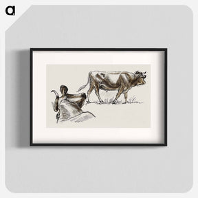 アートポスター-Sketches of Cattle, Irvington - サミュエル コールマン Poster.
