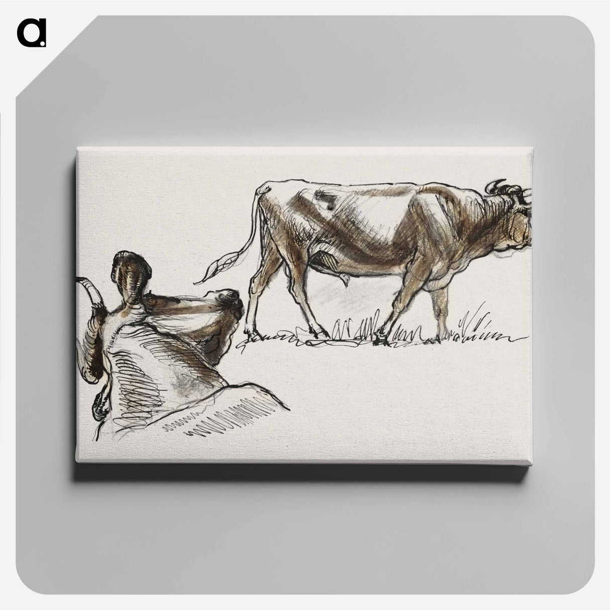 Sketches of Cattle, Irvington - サミュエル コールマン Canvas.