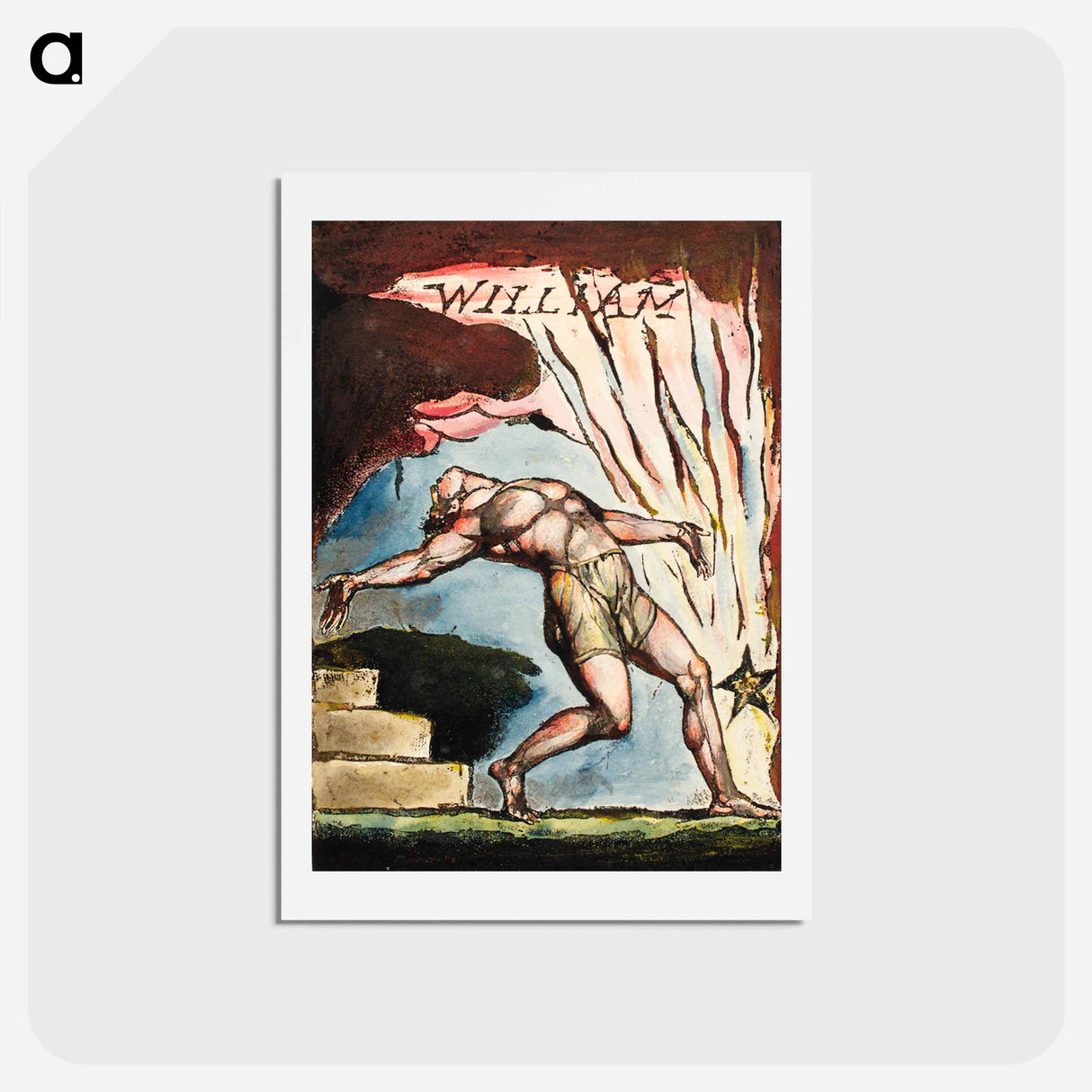 アートポストカード-William illustration from Milton: a Poem, To Justify the Ways of God to Men by William Blake - ウィリアム ブレイク Postcard.