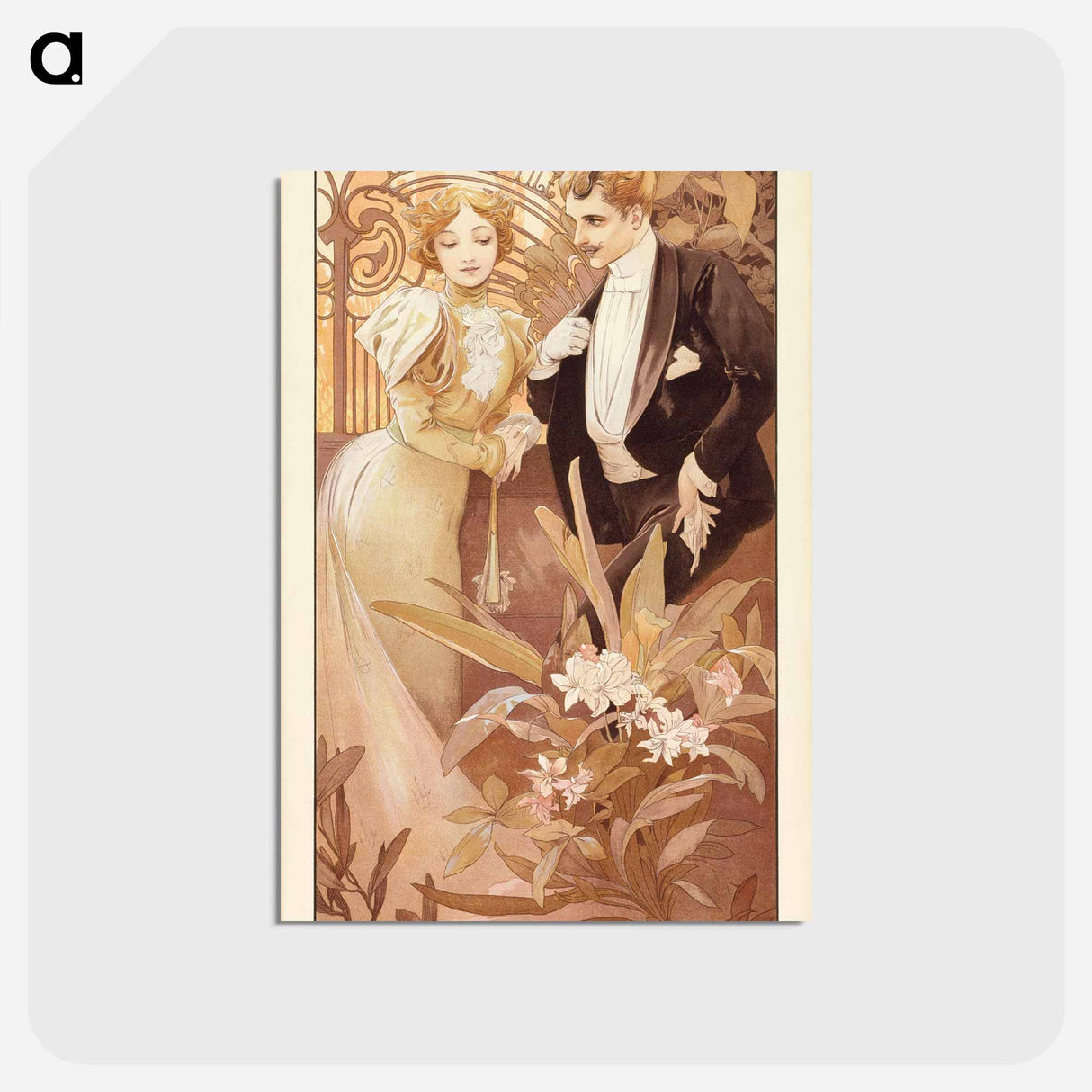 アートポストカード-Flirt - アルフォンス ミュシャ Postcard.