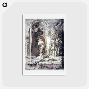 アートポストカード-The Descent into Hell - アンドレア マンテーニャ Postcard.