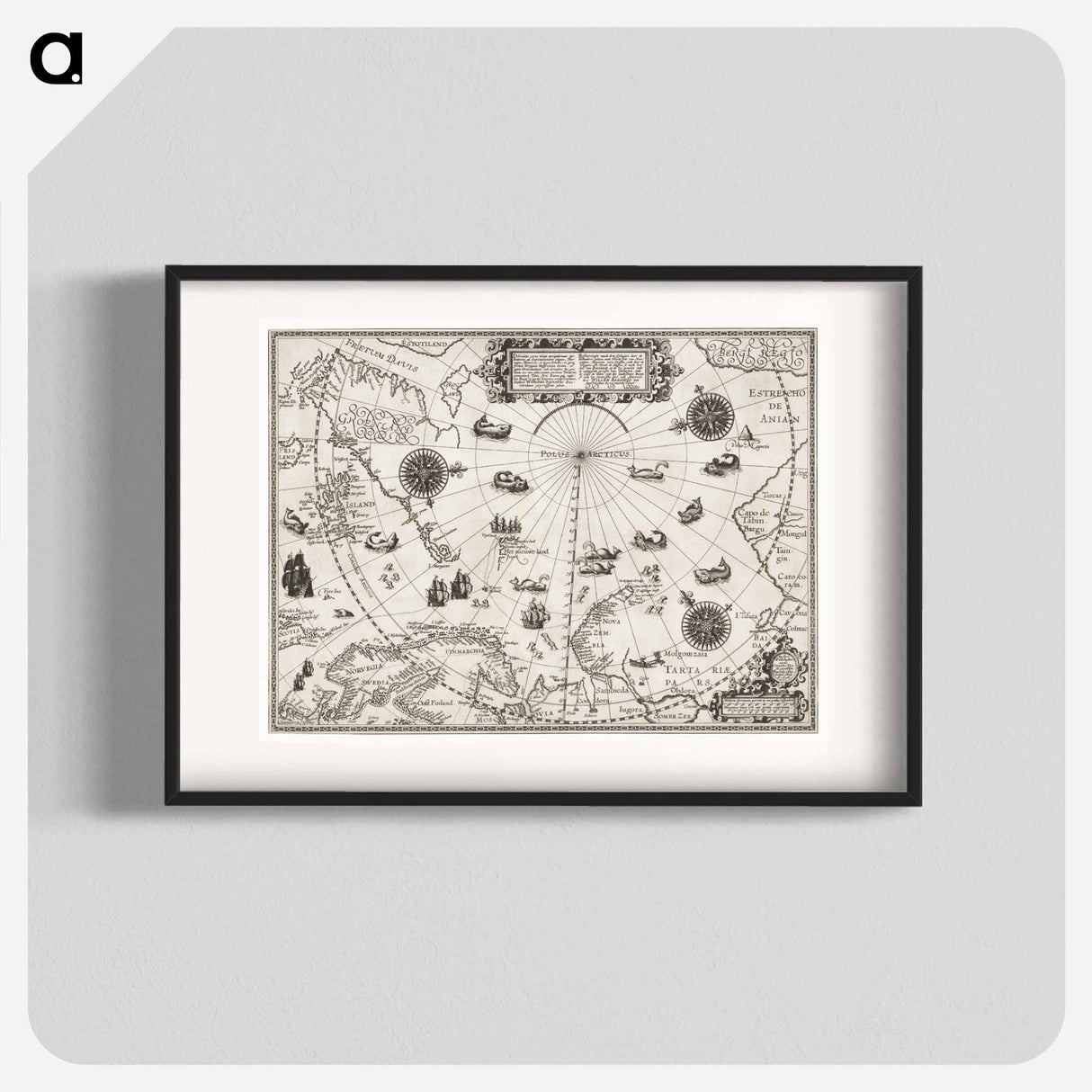 Kaart van het Noordpoolgebied - アンティーク地図 Poster.