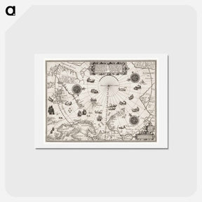 アートポストカード-Kaart van het Noordpoolgebied - アンティーク地図 Postcard.