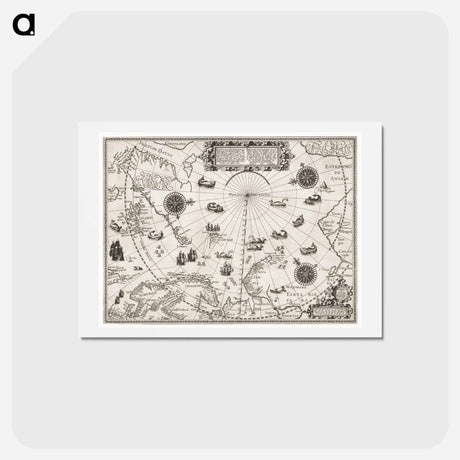 アートポストカード-Kaart van het Noordpoolgebied - アンティーク地図 Postcard.