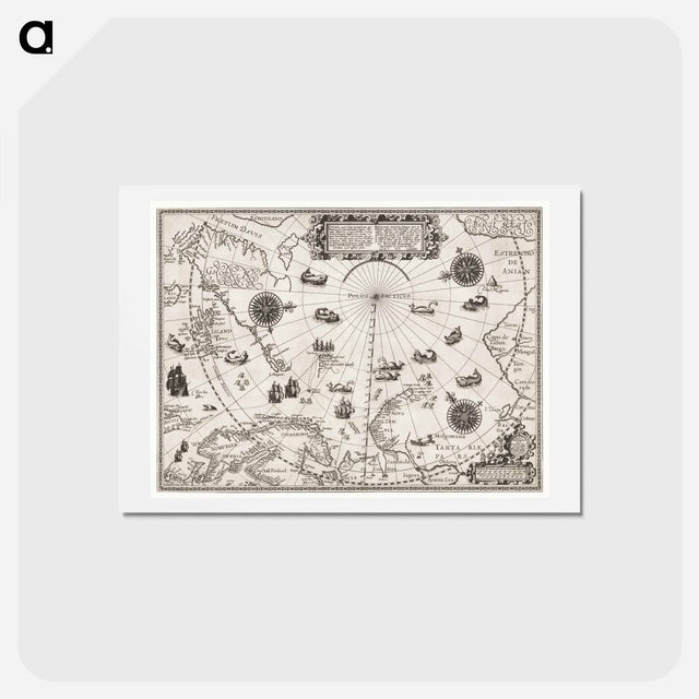アートポストカード-Kaart van het Noordpoolgebied - アンティーク地図 Postcard.