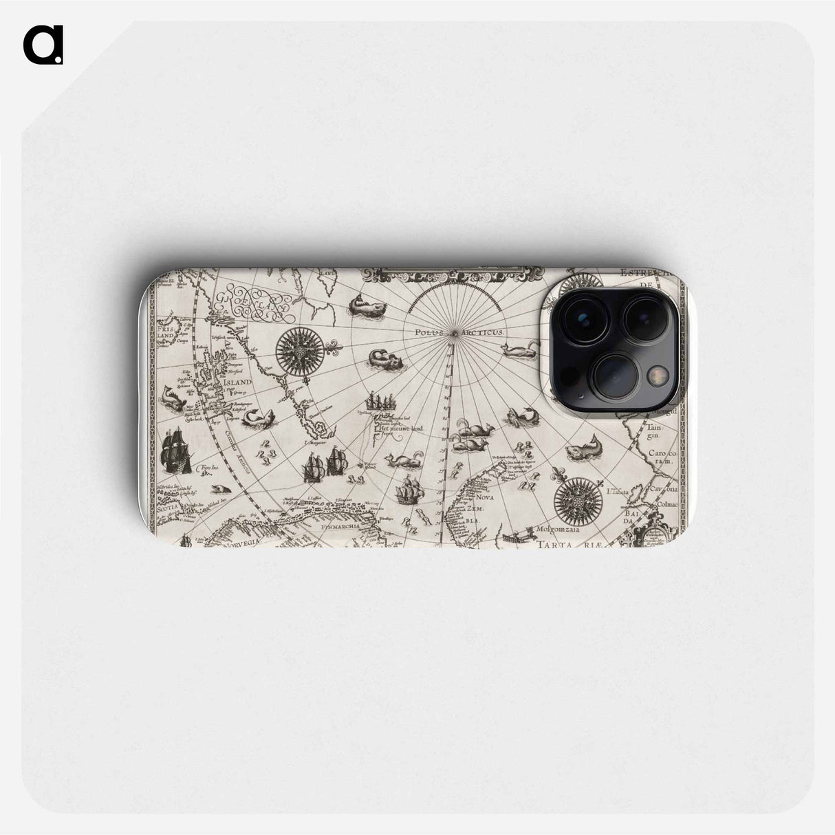 Kaart van het Noordpoolgebied - アンティーク地図 Phone Case.
