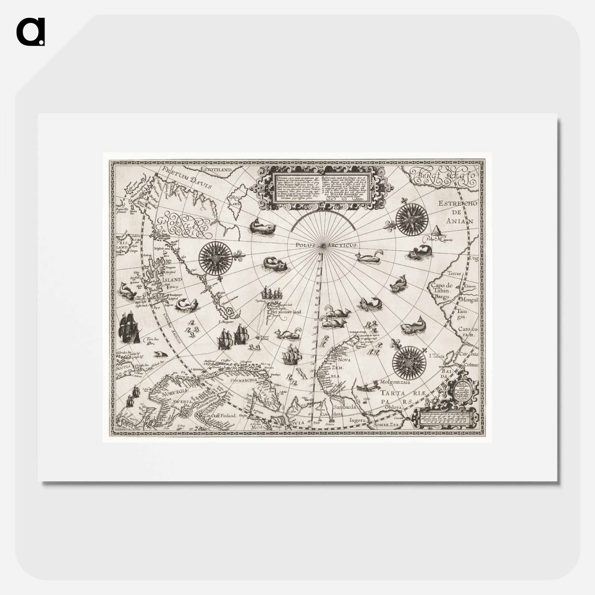 Kaart van het Noordpoolgebied - アンティーク地図 Poster.