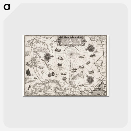 アートポストカード-Kaart van het Noordpoolgebied - アンティーク地図 Postcard.