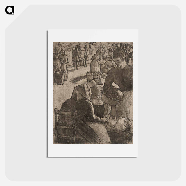 アートポストカード-Marché aux Legumes à Pointoise - カミーユ ピサロ Postcard.
