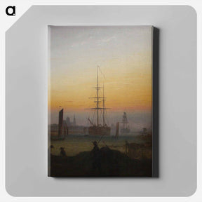 アートパネル-Ships at the port of Greifswald - カスパー ダーヴィト フリードリヒ Canvas.