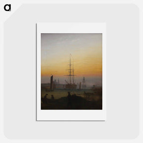 アートポストカード-Ships at the port of Greifswald - カスパー ダーヴィト フリードリヒ Postcard.