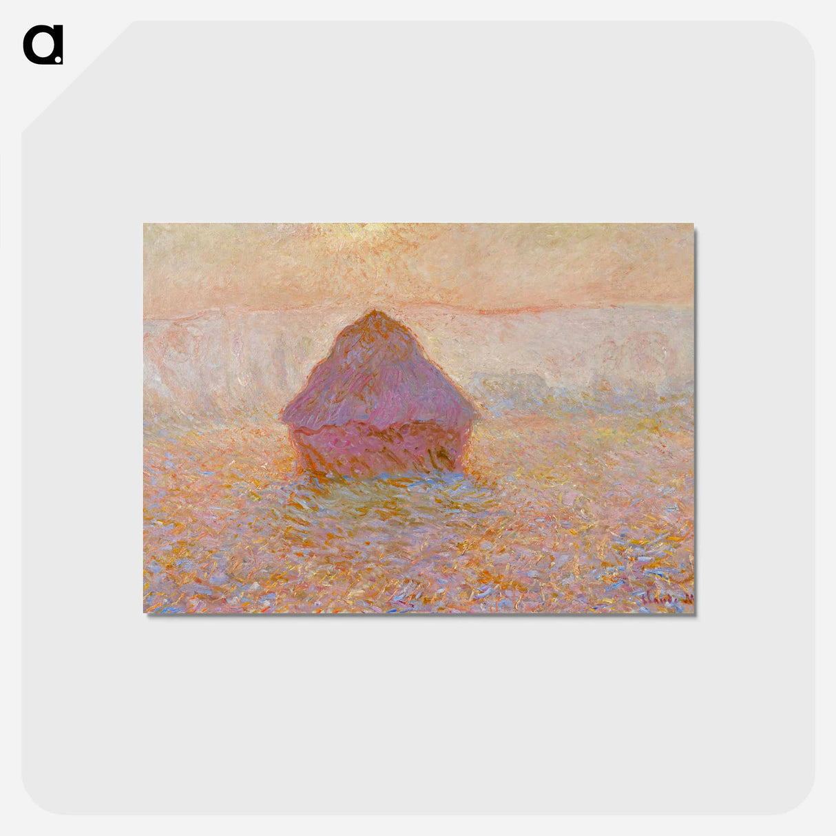 アートポストカード-Grainstack, Sun in the Mist - クロード モネ Postcard.