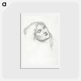 アートポストカード-Head of Woman with Eyes Closed - エドワード バーン ジョーンズ Postcard.