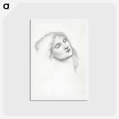 アートポストカード-Head of Woman with Eyes Closed - エドワード バーン ジョーンズ Postcard.