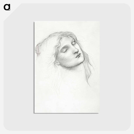 アートポストカード-Head of Woman with Eyes Closed - エドワード バーン ジョーンズ Postcard.