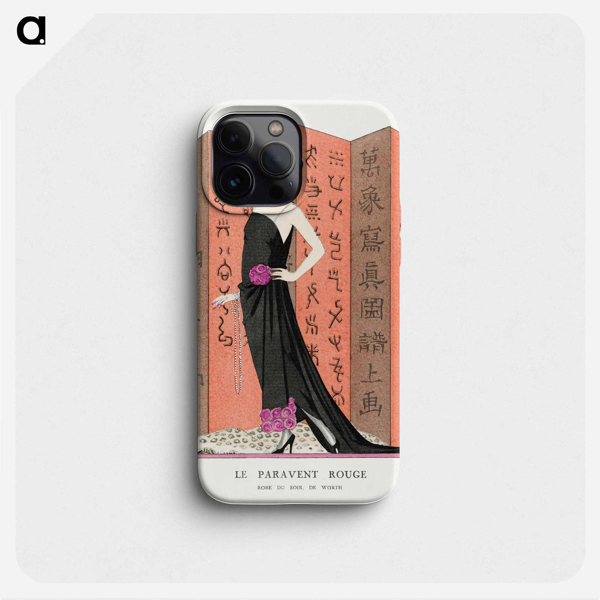 Le paravent rouge: Robe du soir, de Worth from Gazette du Bon Ton. Art – Modes & Frivolités: Famous Fashion Houses No. 10 Pl. 80 fashion illustration in high resolution by . Original from The R - ジョージ バービエ Phone Case.