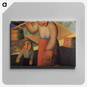 アートパネル-Peasant Woman with Buckets and a Child - カジミール マレーヴィチ Canvas.