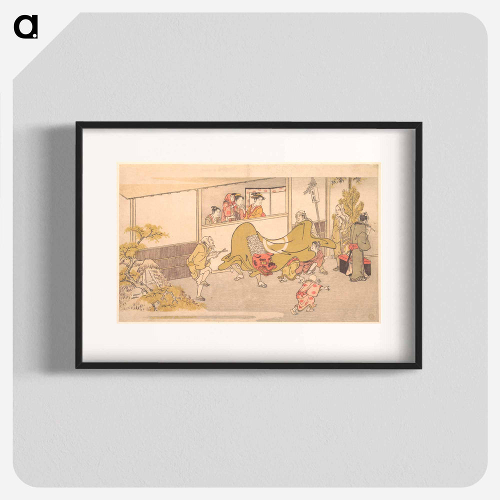 The Lion Dance - 喜多川 歌麿 Poster.