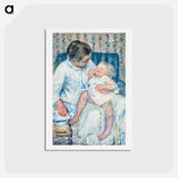 アートポストカード-Mother About to Wash Her Sleepy Child - メアリー カサット Postcard.