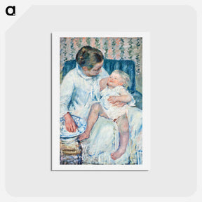 アートポストカード-Mother About to Wash Her Sleepy Child - メアリー カサット Postcard.