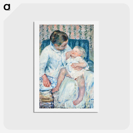 アートポストカード-Mother About to Wash Her Sleepy Child - メアリー カサット Postcard.