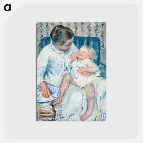アートポストカード-Mother About to Wash Her Sleepy Child - メアリー カサット Postcard.