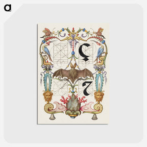アートポストカード-Guide for Constructing the Letters ç and tironian et from Mira Calligraphiae Monumenta or The Model Book of Calligraphy
 - 書道のお手本 Postcard.