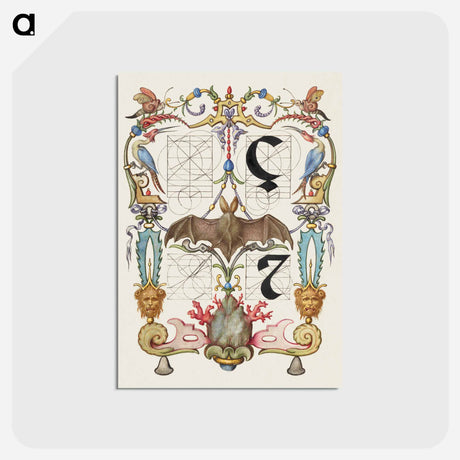 アートポストカード-Guide for Constructing the Letters ç and tironian et from Mira Calligraphiae Monumenta or The Model Book of Calligraphy
 - 書道のお手本 Postcard.