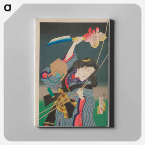 アートパネル-Night Rain at Hara Garden: Actor Iwai Shijaku II as Kumasaka Ochō - 豊原 国周 Canvas.