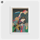 アートポストカード-Night Rain at Hara Garden: Actor Iwai Shijaku II as Kumasaka Ochō - 豊原 国周 Postcard.