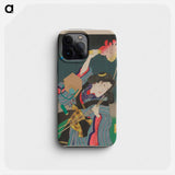 Night Rain at Hara Garden: Actor Iwai Shijaku II as Kumasaka Ochō - Kunichika Toyohara Phone Case.