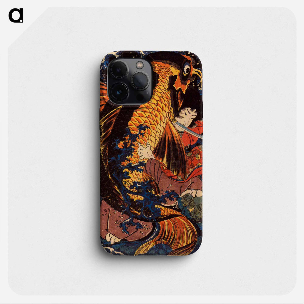 Saito Oniwakamaru the young Benkei fights the giant carp at the Bishimon waterfall - 歌川 国芳 Phone Case.