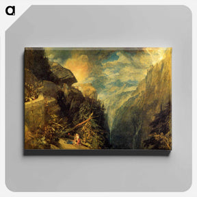 アートパネル-The Battle of Fort Rock, Val d'Aoste, Piedmont - ウィリアム ターナー Canvas.