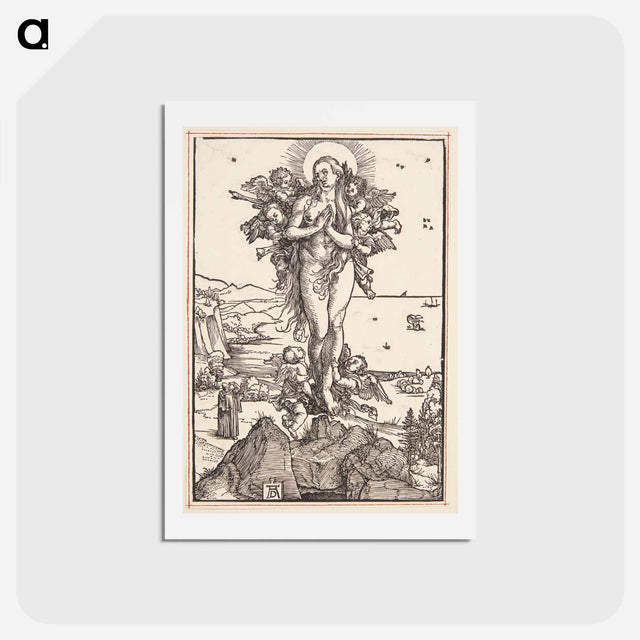 アートポストカード-Mary Magdalene is taken to heaven by the angels - アルブレヒト デューラー Postcard.