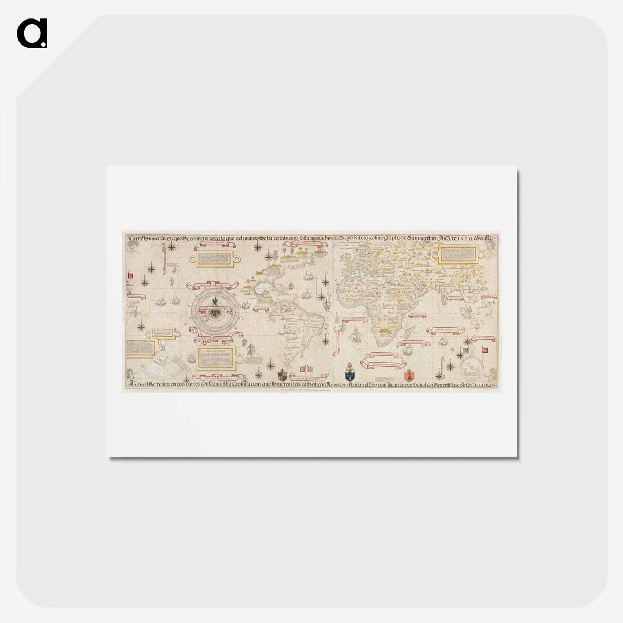 アートポストカード-World map - アンティーク地図 Postcard.