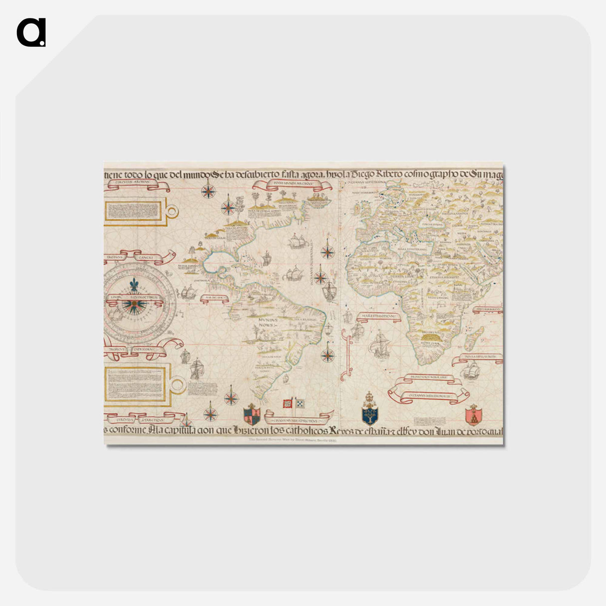 アートポストカード-World map - アンティーク地図 Postcard.