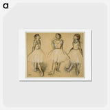 アートポストカード-Three Studies of a Dancer in Fourth Position - エドガー ドガ Postcard.