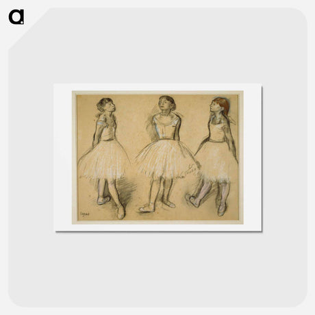 アートポストカード-Three Studies of a Dancer in Fourth Position - エドガー ドガ Postcard.