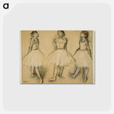 アートポストカード-Three Studies of a Dancer in Fourth Position - エドガー ドガ Postcard.