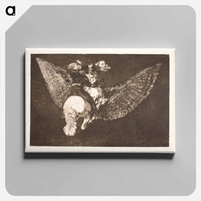 アートパネル-The Flying Folly (Give up the friend who hides you under his wings and bites you with his beak) - フランシスコ デ ゴヤ Canvas.